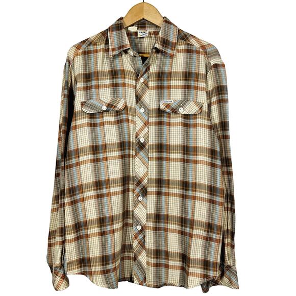 Vintage 70s Kennington of California Button Up Shirt Casual Long Sleeve Plaid 40 - Picture 1 of 9